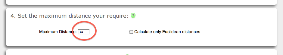 Distance threshold for
SASD calculation.